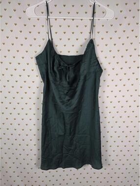 Victorias Secret PINK GREEN New NWT Tencel Sexy Satin Dress Tie Front $35